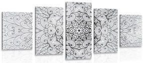 Quadri 5 pezzi – Mandala etnica in bianco e nero