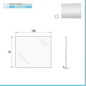 Specchiera bagno rettangolare 100x70 filo lucido reversibile