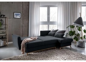 Divano letto angolare grigio scuro, angolo destro Scandic Lagom - Miuform