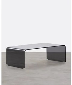 Tavolino Rettangolare in Cristallo Temperato (120x60 cm) Curve Nero - The Masie