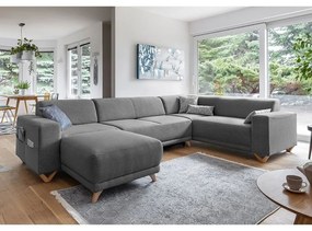 Divano angolare grigio allungabile e con contenitore (penisola a destra/a U) Classy Sophie – Miuform