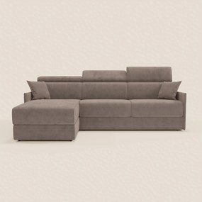Miryam divano letto angolare compatto - poggiatesta reclinabili e penisola contenitore in tessuto smacchiabile T31