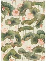 Cole & Son Carta da parati Lily Lotus - Orange/ Olive