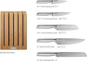 Set di coltelli con lama in acciaio inox e supporto 5 pz Elevate Bamboo – Joseph Joseph