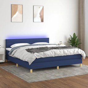 Letto a molle con materasso e led blu 160x200 cm in tessuto