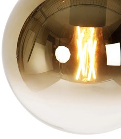 Lampada a sospensione intelligente nera con vetro dorato 20 cm incl. Wifi A60 - Pallon