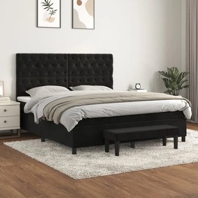 Giroletto A Molle Con Materasso Nero 160x200 Cm İn Velluto /