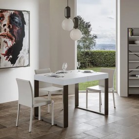 Tavolo allungabile 90x120/224 cm Tecno Bianco Frassino telaio Antracite