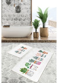 Set di tappetini per il bagno in velluto bianchi 2 pz 60x100 cm Succulent – Mila Home