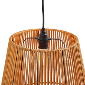 Lampada a sospensione da esterno nera con paralumi in corda arancione 3 luci IP44 - Cava Jayla