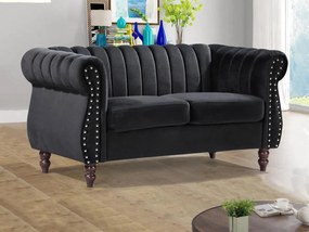 Divano Chesterfield 2 posti in Velluto Nero - TRUMBO