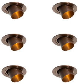 Set di 6 faretti da incasso bronzo scuro GU10 35mm rotondi orientabili - Installa