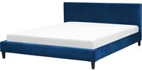 Letto 180 x 200 cm con rete a doghe in velluto blu contemporanea