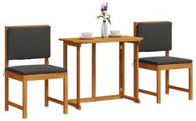 Set da pranzo da giardino 3 pezzi in legno massello di acacia