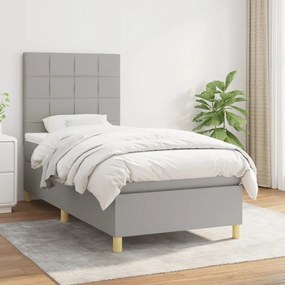 Giroletto A Molle Con Materasso Grigio Chiaro 90x200 Cm Tessuto /