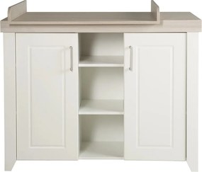 Cassettiera bassa per bambini bianca in olmo con fasciatoio 120x98 cm Felicia - Roba