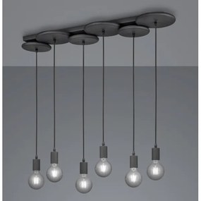 Trio - Lampadario su corda DISCUS 6xE27/28W/230V nero