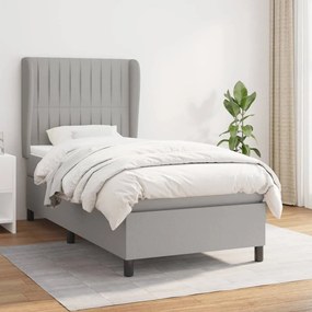 Giroletto A Molle Con Materasso Grigio Chiaro100x200 Cm Tessuto /