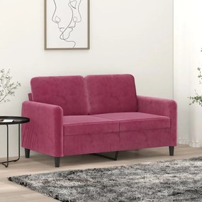 Divano A 2 Posti Rosso Vino 120 Cm İn Velluto /
