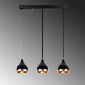 Lampadario nero/color rame con paralume in metallo Yildo – Opviq lights