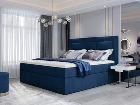 Letto matrimoniale boxspring Maldive - 160 x 200 cm , Tessuto blu