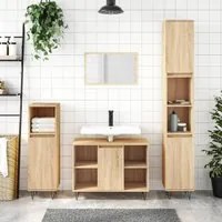 Set Mobili da Bagno 3 pz Rovere Sonoma in Legno Multistrato 3190302