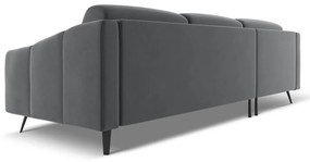 Divano angolare grigio (con penisola a sinistra) con rivestimento in velluto Nalu – Makamii