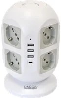 TOWER MULTIPRESA A TORRE 8 PRESE UNIVERSALI P40 E 4 USB