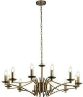 Lampadario Classico Ascot Acciaio Ottone 12 Luci E14