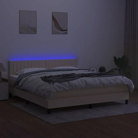 Letto a molle con materasso e led crema 180x200 cm in tessuto