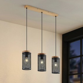 Lampada a sospensione Kiriya Lindby, dimmerabile, Legno chiaro, Soggiorno / Sala da pranzo, Legno, Moderno, Lampada a sospensione