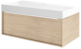 Mobile bagno con lavabo L 90 x H 32 x P 48 cm rovere naturale per vasca centrale Neo Frame