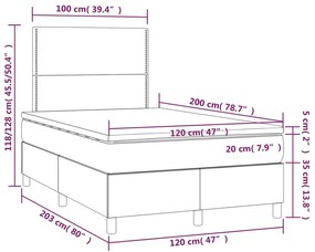 Giroletto a Molle con Materasso Nero 120x200 cm in Tessuto