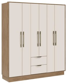 Armadio 6 ante e 2 cassetti L162 cm  Beige e Naturale FEOVA