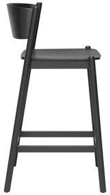 Sgabello da bar nero in legno di quercia altezza seduta 75 cm Oblique - Hübsch