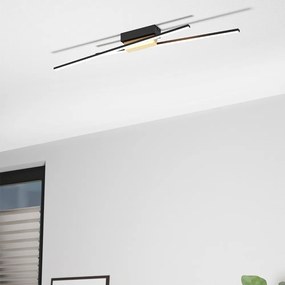 Plafoniera Moderna Panagria Led Alluminio Rivestito In Legno Nero E Marrone