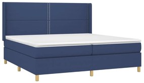 Letto a molle materasso e led blu 200x200cm in tessuto