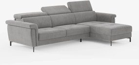 Capri Divano letto angolare con penisola contenitore e poggiatesta reclinabili - elegante tessuto smacchiabile T30