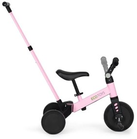 Triciclo con barra di guida in rosa ECOTOYS