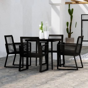 Set mobili da pranzo per giardino 5 pz nero