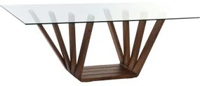 Tavolo da Pranzo DKD Home Decor Cristallo Marrone Trasparente Legno di noce 200 x 100 x 75 cm