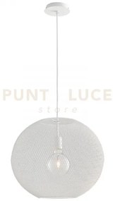 Lampadario a sospensione rete in metallo esedra bianca 1 luce attac...