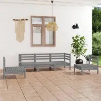 Set Divani da Giardino 5 pz Grigio in Legno Massello di Pino 3082534