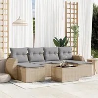 Set Divani da Giardino 7 pz con Cuscini Beige in Polyrattan 3254066