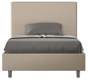 Letto una piazza e mezza contenitore imbottito 120x200 similpelle tortora Focus