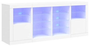 Credenza con luci led bianca 163x37x67 cm