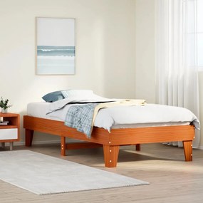 Letto Senza Materasso Marrone Cera 100x200 Cm İn Legno Di Pino /