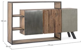 Credenza MANCHESTER in legno di mango e acciaio nero, 175x38x100 cm