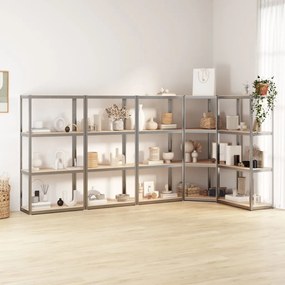 Scaffali A 4 Ripiani 5 Pz Blu İn Acciaio E Legno Multistrato /