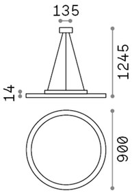 Sospensione Moderna Fly Slim Alluminio-Plastiche Bianco Led 65W 4000K D90Cm